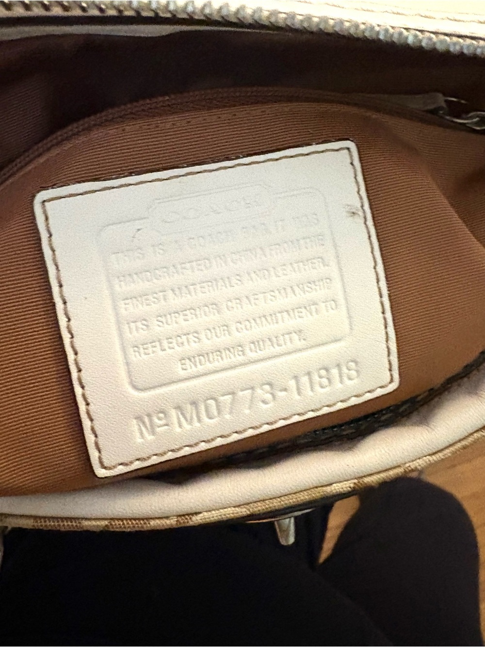 COACH Vintage Signature Hamptons Optic Madeleine Satchel Handbag, white/tan - Picture 7 of 8